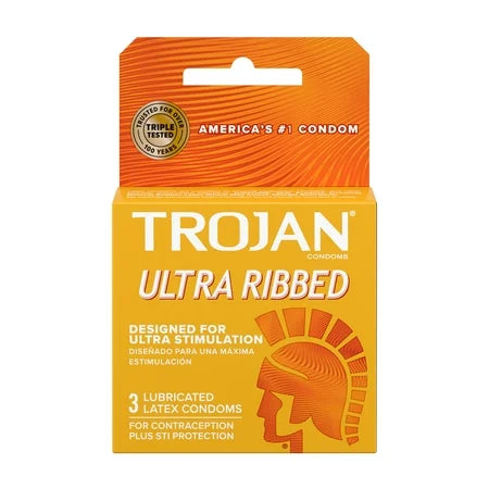 TROJAN ULTRA RIBBED LUBRICATED 8/6