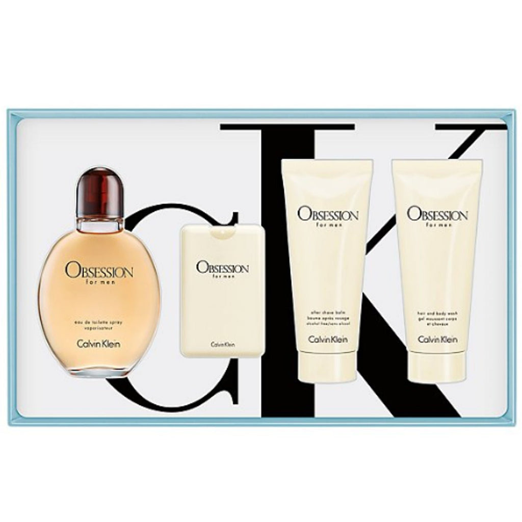 CK OBSESSION MEN (EDT 125ML+20MLDEO+100MLASB+100MLB/GEL) 4PCS GIFT SET