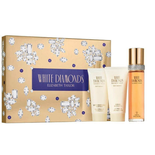 Elizabeth Taylor White Diamonds 3 Piece (EDT 100ML+B/LOTION 100ML+B/WASH 100ML) Women Gift Set